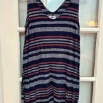 Old Navy  Women’s Linen Blend Multi Color Striped Dress Side Pockets Size Medium Photo 0