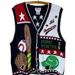 Vintage PBJ Sport Women’s Sz XL Baseball Theme Vest Button Down All American Photo 0