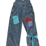 Lee Vintage  Dungarees Rivited Denim Blue Bib Overalls Size L Carpenter Patchwork Photo 0