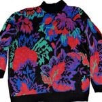 None Vintage Rose Boho Colorful Floral Shimmery Acrylic Sweater Photo 0