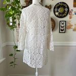 Vintage Y2K George Size XL Boho White Tie Front Coastal Crochet Cardigan Earthy Photo 2