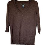 Apostrophe   Brown Sweater Large Rayon Nylon Blend V-Neck  3/4 Sleeves Photo 0