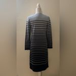 Talbots Sweater Dress Knit S Long Sleeve Cotton Striped Gray Black Photo 4
