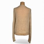 MODA INTERNATIONAL Beige Knit Cardigan Sweater with Silk Trim Size S Tan Photo 1