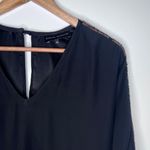 Karina Grimaldi 100% Silk Black Sequin/Beaded Sleeve Blouse Size XS Photo 2