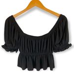 Urban Outfitters  | S | Black Off-Shoulder Short Sleeve Peasant Babydoll Crop Top Photo 2
