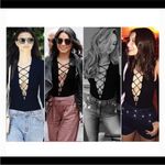 Reformation  velvet bodysuit in gray NEW Photo 3