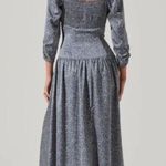 ASTR  Puff Sleeve Sweetheart NECK Dress Blue Floral Photo 1