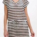 Calvin Klein White/Black Mesh Stripe Beach Swim Coverup Size S/M Resortwear Photo 0