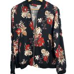 ISLE by Melis Kozan Floral Bomber Jacket Black Zip Front Size M Lightweight Size M Photo 0