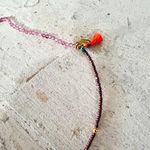 Shashi Aisha Rainbow Purple Crystal Beaded Necklace with Leather Pouch Photo 3