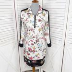 Pam & Gela Fineline Floral Track Sheath Dress Ivory Black Medium Mini Photo 1
