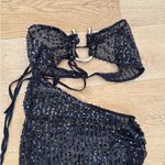 Pretty Little Thing - Sheer Sequin Mesh Cut Out Maxi Dress in Black Photo 1