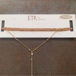 Ettika Revolve  Brown Vegan Leather and Gold Plated Choker w/ Gold Pendent Photo 2