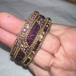 Set of Three Made in India Purple and Gold Sparkle Bangle Bracelets Photo 5