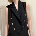 Joie  Black Long Line Double Breast Casual Vest Size L Photo 2