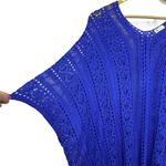 Zyia  Active Crochet Open Knit Knitted Cover Up Poncho Size XL Blue Beach Boho Photo 4
