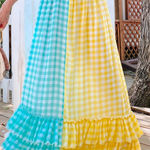 Eva Franco Lynsey Gingham Maxi Skirt Yellow Motif Size XS Photo 0