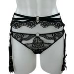 Aubade Women's Black Lace Sheer Corset Garter Belt Waist Cincher Lingerie Size M Photo 1