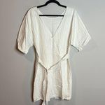 Bimba y Lola white pinstriped linen blend tie back dress Photo 2