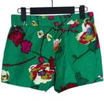 J.Crew  Hibiscus Flowers Floral Boardwalk Linen Shorts Pockets 0 Kelly Green Photo 11