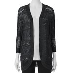 Pink republic  Black Crochet Knit Cardigan 3/4 Length Sleeves Hippie Boho Size XS Photo 10