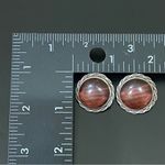 Unique Vintage  STERLING Signed Red Tiger Eye Large Cabochon Clip-On Earrings 15g Photo 3