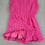 She & Sky Romper Womens L Bright Pink Windowpane Sleeveless V-Neck Lined New Photo 7
