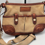 Dooney & Bourke Vintage  Crossbody Bag Tan Woven Tweed Leather‎ Trim Casual Purse Photo 0
