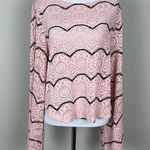 Maverick The Collection Sweater Top Womens Large Crochet Lace Bell Sleeve Boho L Pink Photo 0