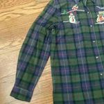 Vintage Plaid Christmas Snowman Embroidered Shirt size Medium Ugly Christmas Blue Photo 7