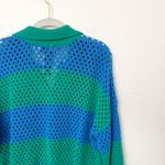 Beach Riot [] Green Blue Rugby Striped Wynn Open Knit Long Sleeve Sweater Large Photo 8