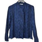 Frame  Blue Snake Print Silk Button Down Blouse Photo 0