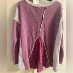 Soft Surroundings  heather mauve raw hem‎ crewneck pullover sweatshirt. Medium Photo 3