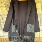 Oliver black mid calf / faux leather fringe / pockets sweater classic , boho Size M Photo 5