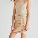 Free People  FP One Katya Thermal Mini Dress Sand Bodycon Waffle Ruched M Photo 0