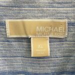 Michael Kors  Blue Striped Chambray Front Tie Linen Blend Sleeveless Top Size XL Photo 8