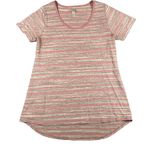 LuLaRoe  Shirt Womens Small Pink Striped Classic Tee Short Sleeve Round Neck Photo 0