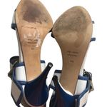 Versus Womens Sandal White Blue Leather Ankle Strap Buckle High Heel 10 Italy Photo 5