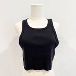 Aritzia TNA Cropped Raw Hem Tank Top in Black Loungewear Casual Gym Basic XL Photo 2
