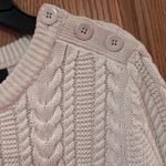 Banana Republic Ivory Chunky Cable Knit Crew Neck Button-Shoulder Sweater Small Photo 2