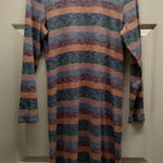 American Eagle  Women Size Medium Multicolor Muted Striped Long Sleeve Mini Dress Photo 0