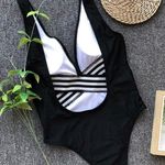 Lucid Mode Cross-front Striped Monokini/One Piece Swimsuit - Large Photo 2