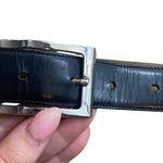 Dolce & Gabbana Women’s XL Italian Leather Belt Black With Silver Buckle Minimal Photo 1