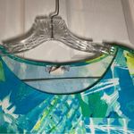 Forever Jade Blue/Green Print Stretch Short Sleeve Blouse S Photo 4