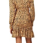 NICHOLAS Leopard Gathered Frill Mini Dress Silk Brown Size 12 Photo 1