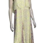 Rebecca Taylor Sz 6 8 Pale Yellow Floral Print Silk Chiffon Open Back Midi Dress Photo 2