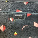 Fossil Black Tote with Pink, Red and Yellow Geometrical Designs Photo 2