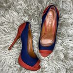 Schutz  blue & orange suede platform stiletto high heels women's shoe size 7 B Photo 0