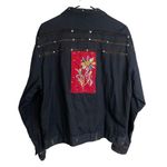 Sandy Starkman Jacket Sz XL Womens Black Embroidered Floral Mirror Embellished Photo 1